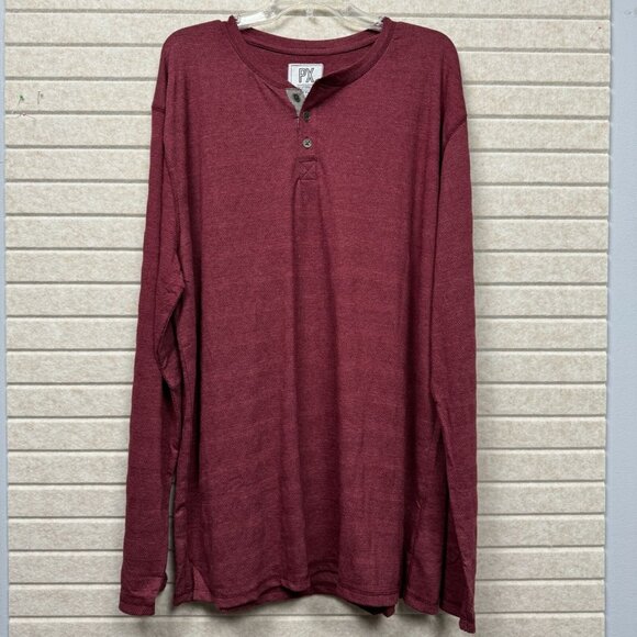 Px Other - Men’s Burgundy Long Sleeve Henley Shirt 2XL NWT PX Clark Minimalist